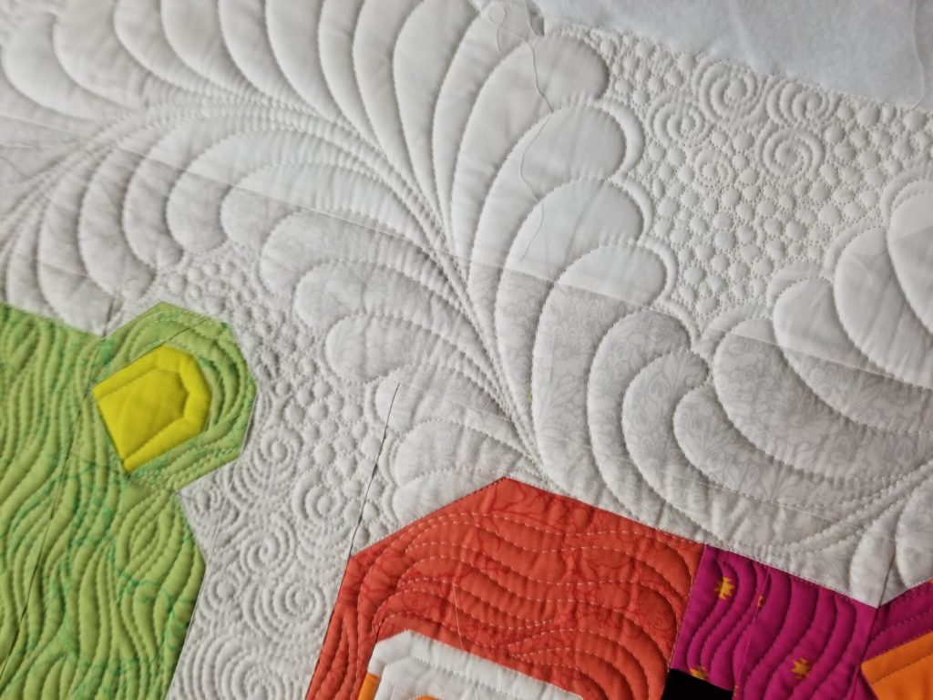 machine quilting the pebbles as a filler design